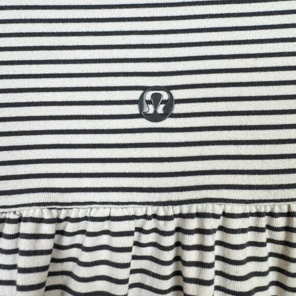 Lululemon Urbanite Black & White Stripe Henley Long Sleeve HI Low Cycling Shirt - Picture 14 of 16
